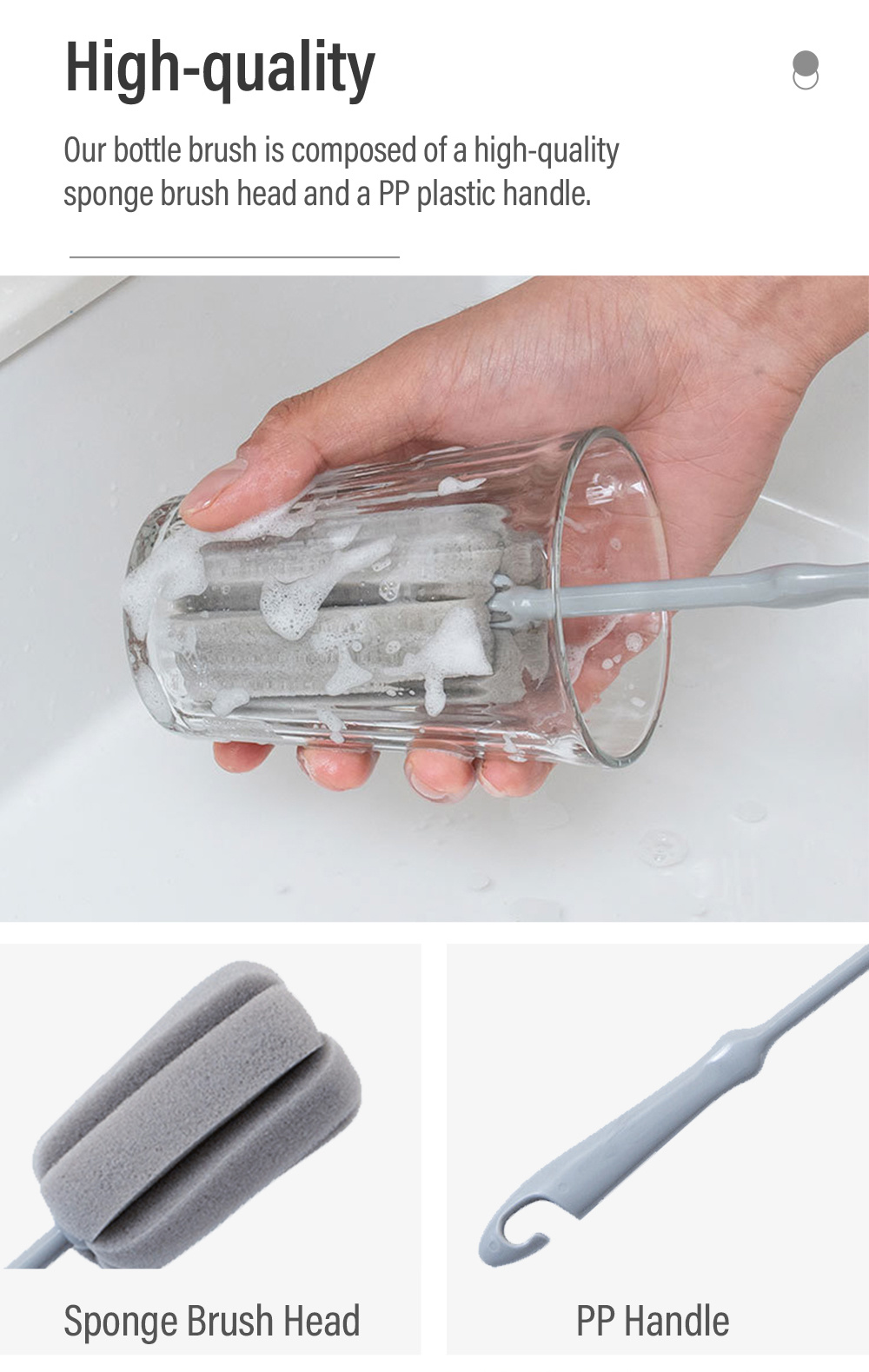 PP Short Handle Sponge Multi-purpose Bottle Brush-3